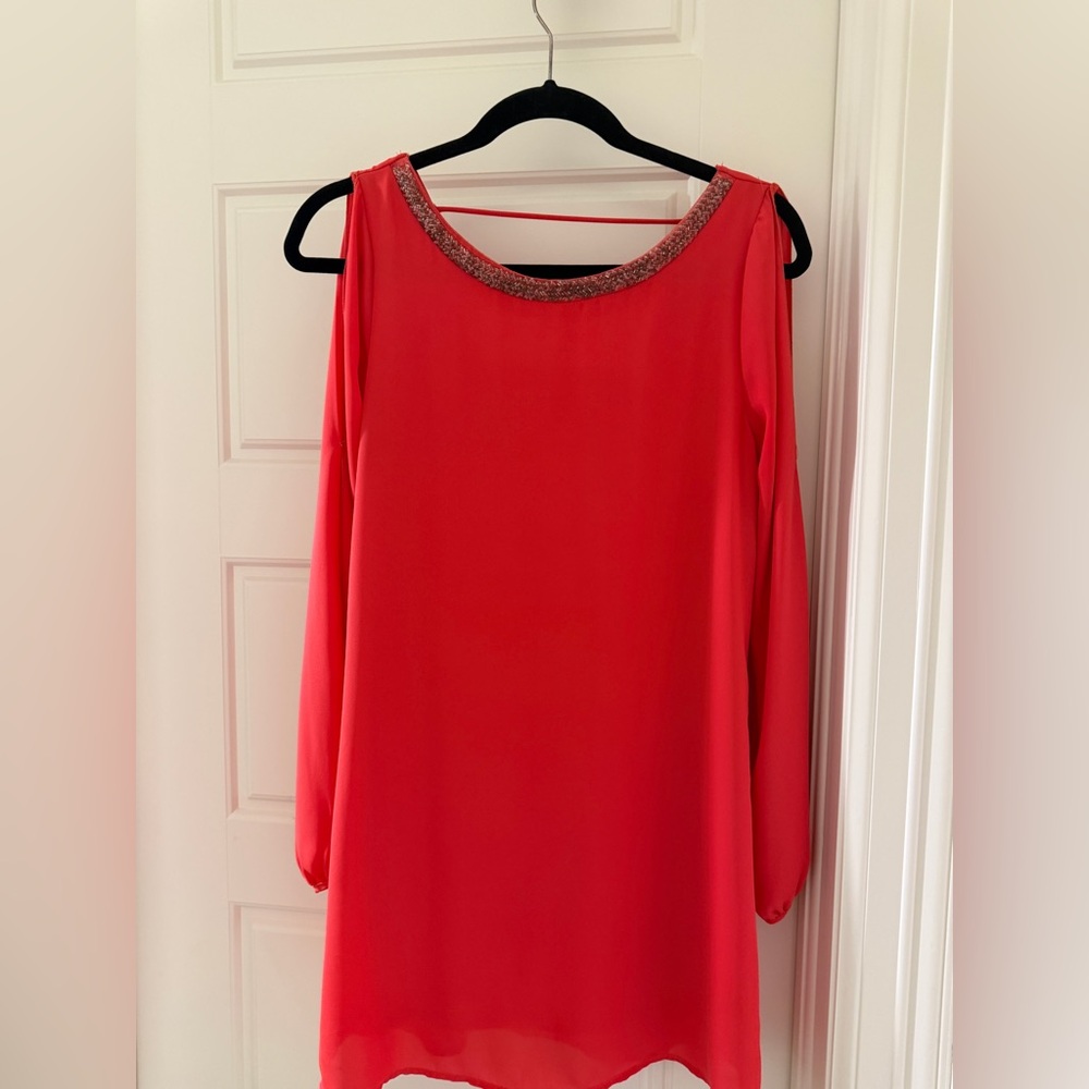 Jella Couture Scarlet Dress with Sparkling Detail